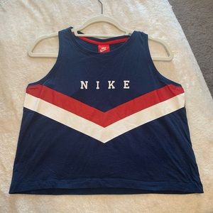 Blue red and white Nike cropped tank top